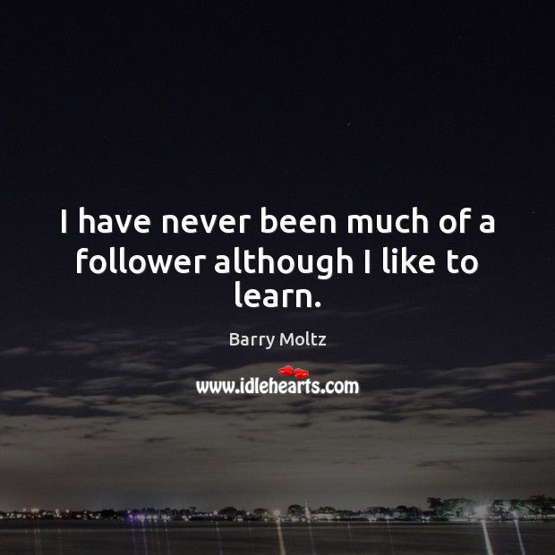 I have never been much of a follower although I like to learn. Barry Moltz Picture Quote