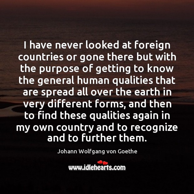 I have never looked at foreign countries or gone there but with Johann Wolfgang von Goethe Picture Quote