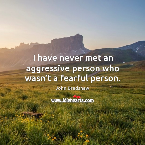 I have never met an aggressive person who wasn’t a fearful person. John Bradshaw Picture Quote