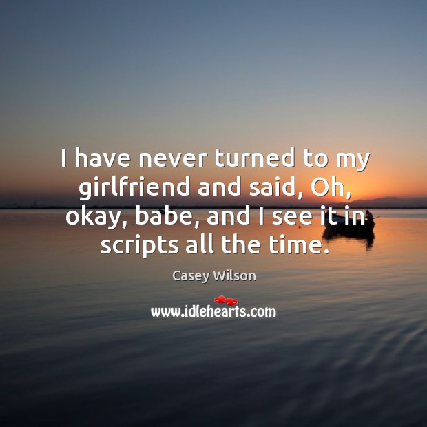 I have never turned to my girlfriend and said, Oh, okay, babe, Casey Wilson Picture Quote