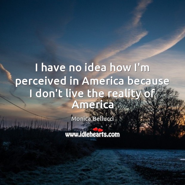 I have no idea how I’m perceived in America because I don’t live the reality of America Image