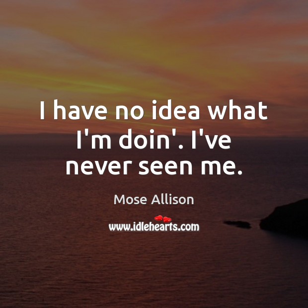 I have no idea what I’m doin’. I’ve never seen me. Mose Allison Picture Quote