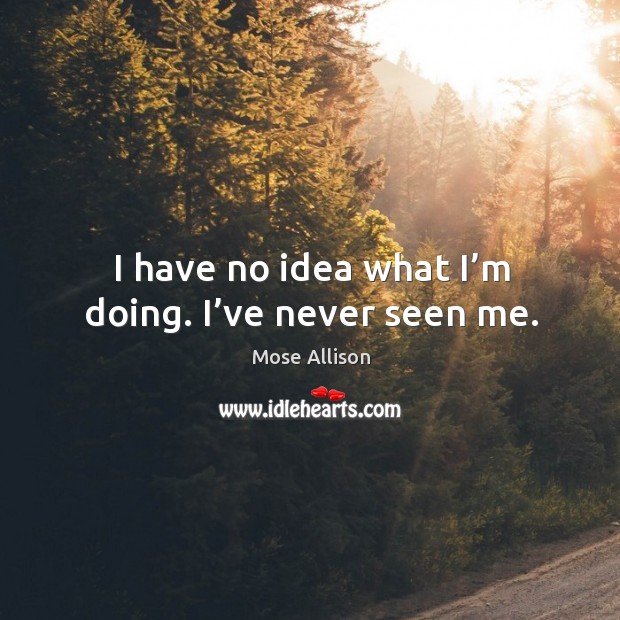 I have no idea what I’m doing. I’ve never seen me. Mose Allison Picture Quote