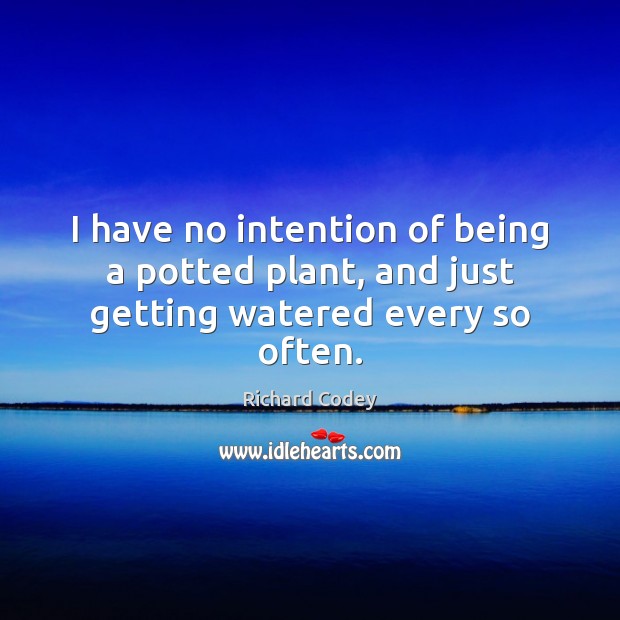 I have no intention of being a potted plant, and just getting watered every so often. Richard Codey Picture Quote