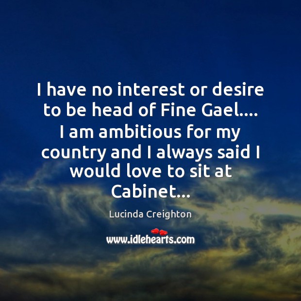 I have no interest or desire to be head of Fine Gael…. Lucinda Creighton Picture Quote