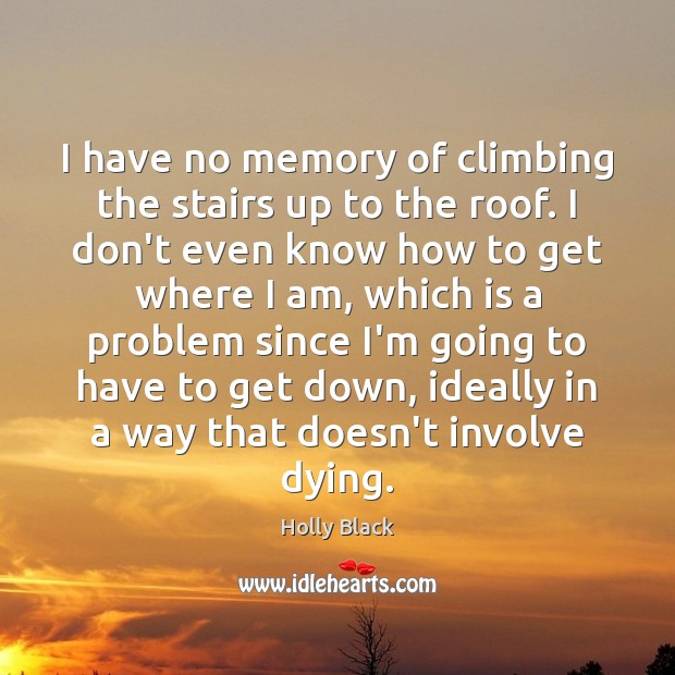 I have no memory of climbing the stairs up to the roof. Holly Black Picture Quote