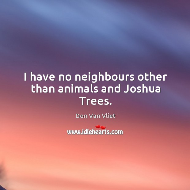 I have no neighbours other than animals and joshua trees. Don Van Vliet Picture Quote