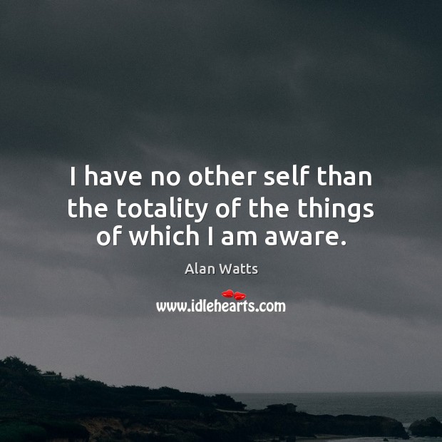 I have no other self than the totality of the things of which I am aware. Alan Watts Picture Quote