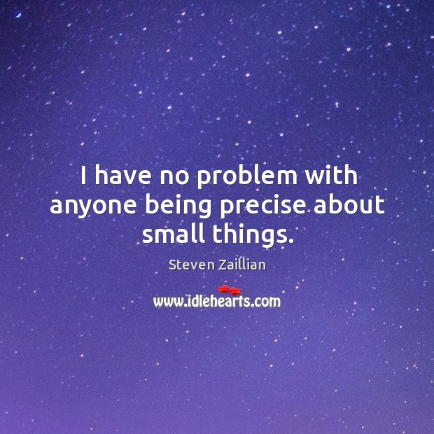 I have no problem with anyone being precise about small things. Steven Zaillian Picture Quote