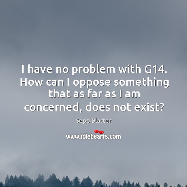 I have no problem with g14. How can I oppose something that as far as I am concerned, does not exist? Sepp Blatter Picture Quote