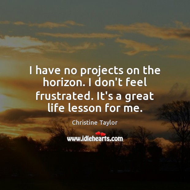 I have no projects on the horizon. I don’t feel frustrated. It’s Christine Taylor Picture Quote