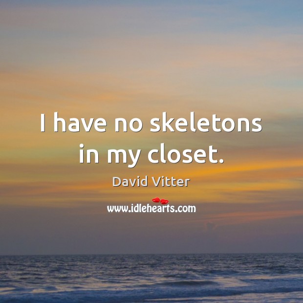 I have no skeletons in my closet. David Vitter Picture Quote
