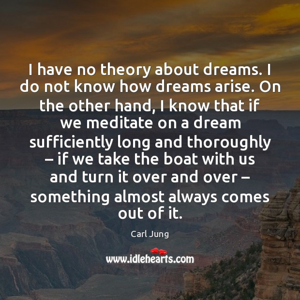 I have no theory about dreams. I do not know how dreams Carl Jung Picture Quote