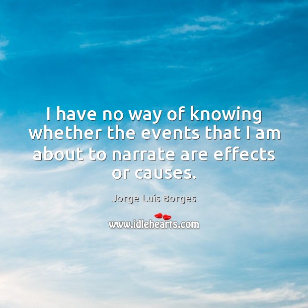 I have no way of knowing whether the events that I am Jorge Luis Borges Picture Quote