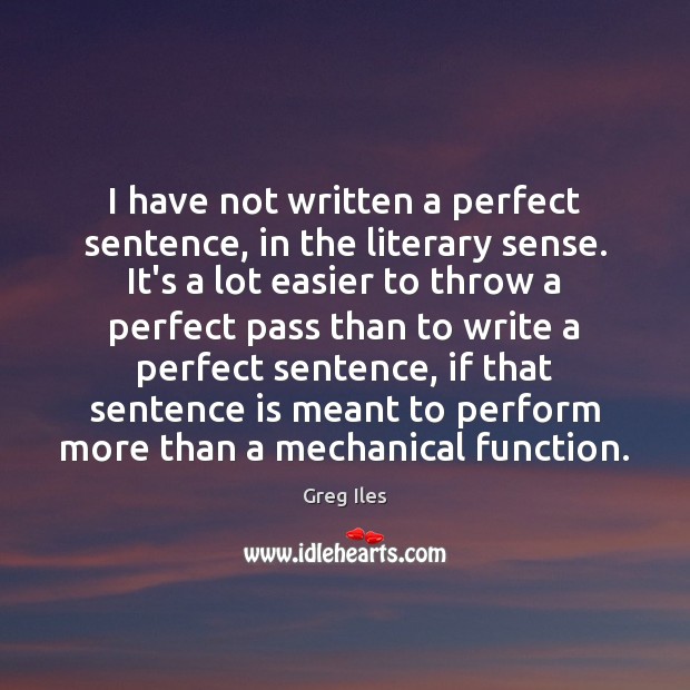 I have not written a perfect sentence, in the literary sense. It’s Image