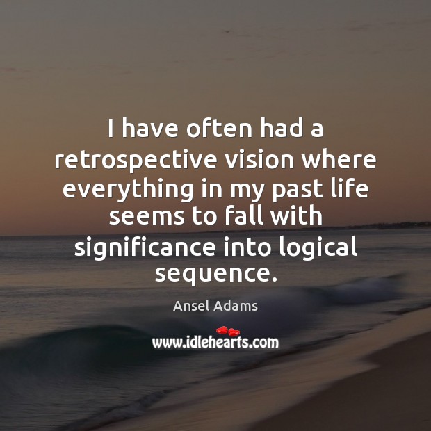 I have often had a retrospective vision where everything in my past Ansel Adams Picture Quote