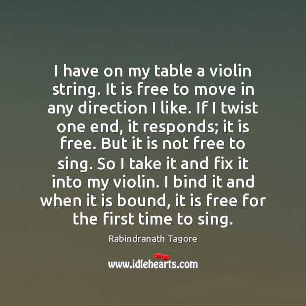 I have on my table a violin string. It is free to Rabindranath Tagore Picture Quote