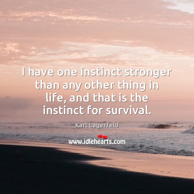 I have one instinct stronger than any other thing in life, and Karl Lagerfeld Picture Quote