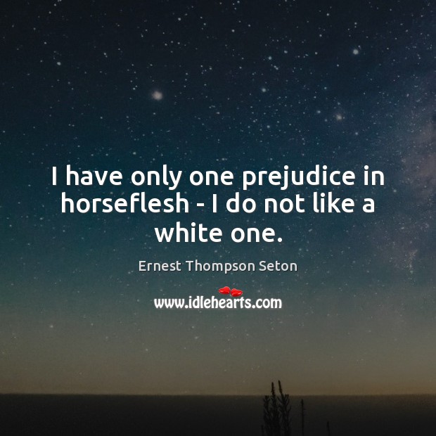 I have only one prejudice in horseflesh – I do not like a white one. Image