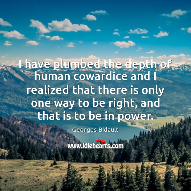 I have plumbed the depth of human cowardice and I realized that Georges Bidault Picture Quote