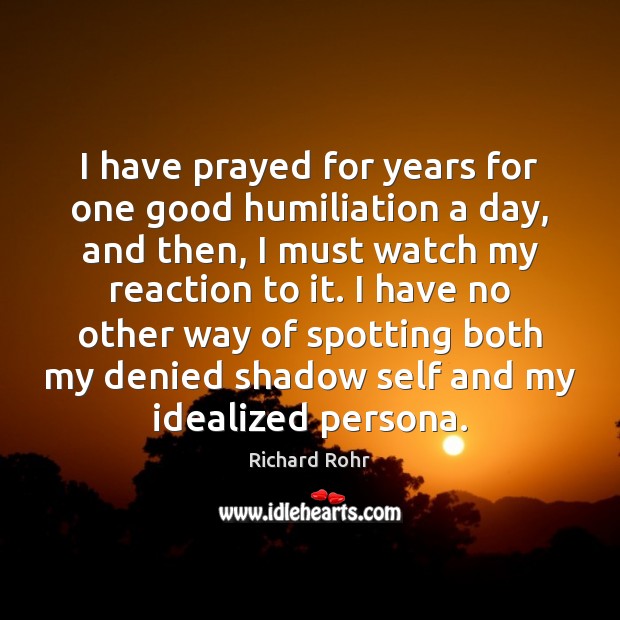 I have prayed for years for one good humiliation a day, and Richard Rohr Picture Quote