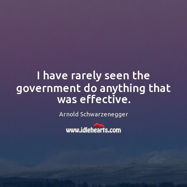 I have rarely seen the government do anything that was effective. Arnold Schwarzenegger Picture Quote