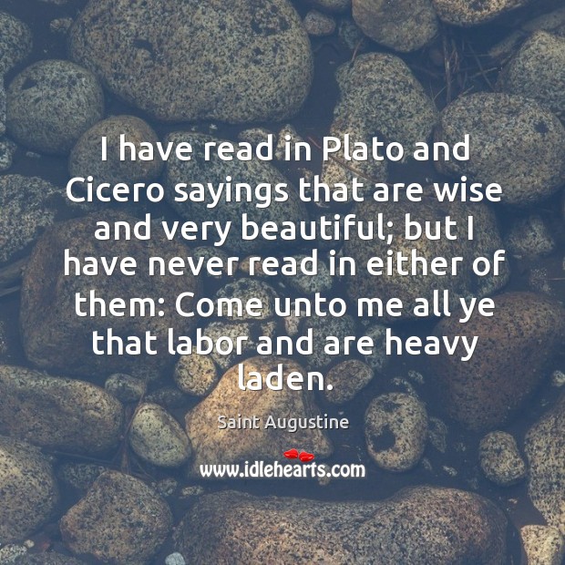 I have read in plato and cicero sayings that are wise and very beautiful. Image