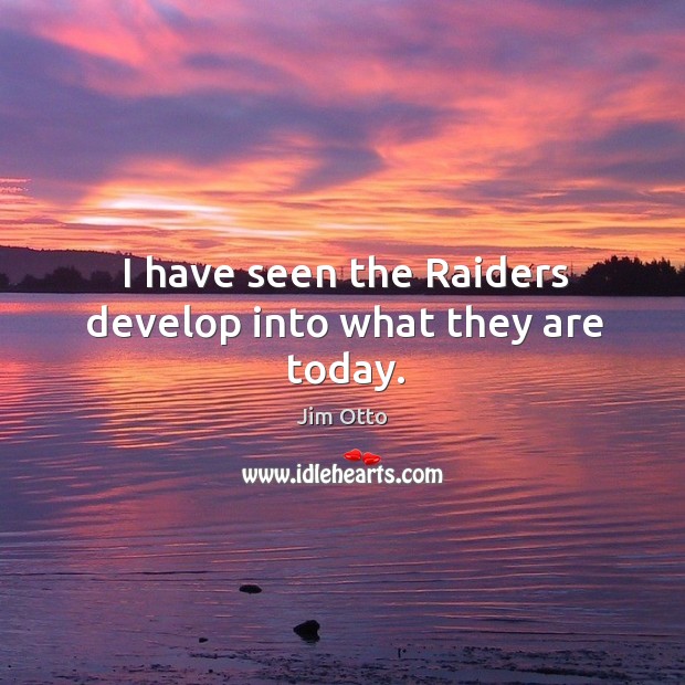 I have seen the raiders develop into what they are today. Jim Otto Picture Quote
