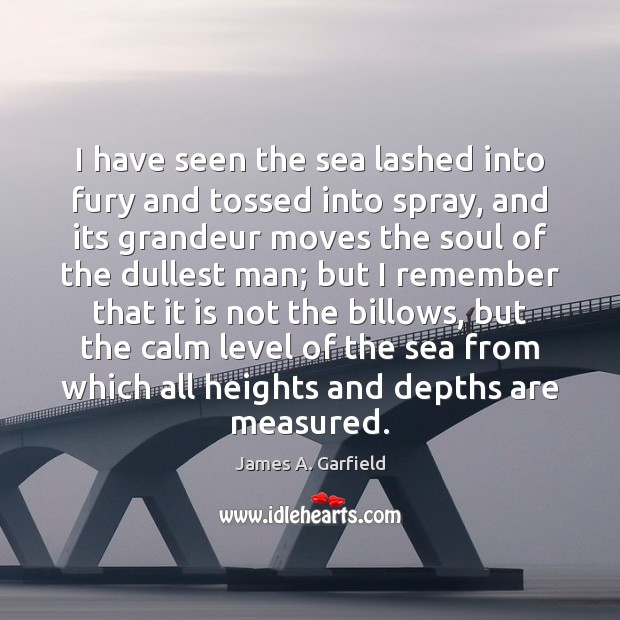 I have seen the sea lashed into fury and tossed into spray, James A. Garfield Picture Quote