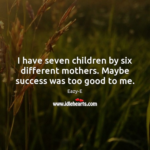 I have seven children by six different mothers. Maybe success was too good to me. Eazy-E Picture Quote