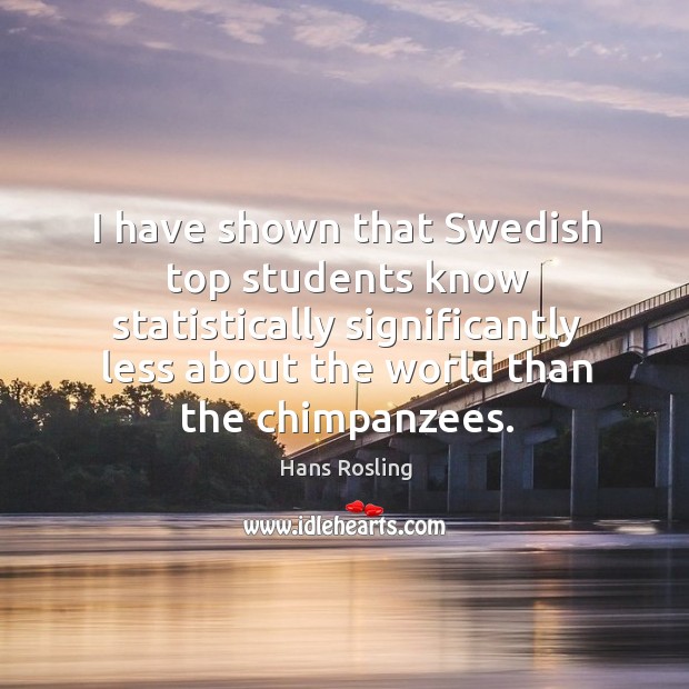 I have shown that Swedish top students know statistically significantly less about Hans Rosling Picture Quote