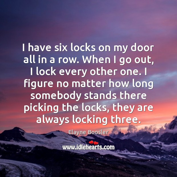I have six locks on my door all in a row. When Elayne Boosler Picture Quote