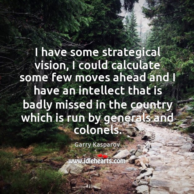 I have some strategical vision, I could calculate some few moves Garry Kasparov Picture Quote