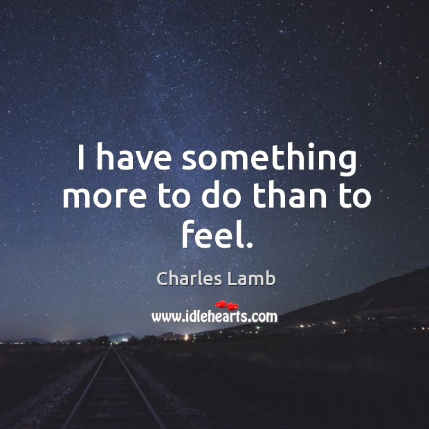 I have something more to do than to feel. Charles Lamb Picture Quote
