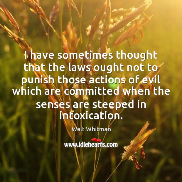 I have sometimes thought that the laws ought not to punish those Walt Whitman Picture Quote