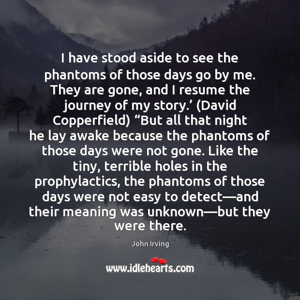I have stood aside to see the phantoms of those days go John Irving Picture Quote