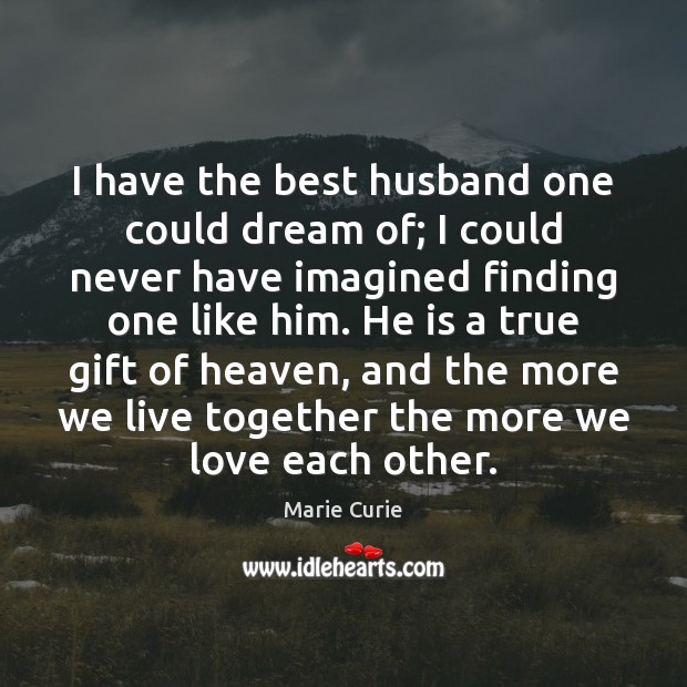 I have the best husband one could dream of; I could never Marie Curie Picture Quote