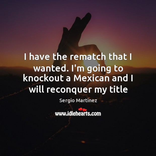 I have the rematch that I wanted. I’m going to knockout a Sergio Martinez Picture Quote