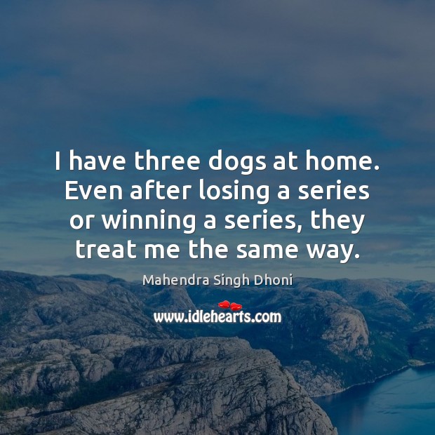 I have three dogs at home. Even after losing a series or Mahendra Singh Dhoni Picture Quote