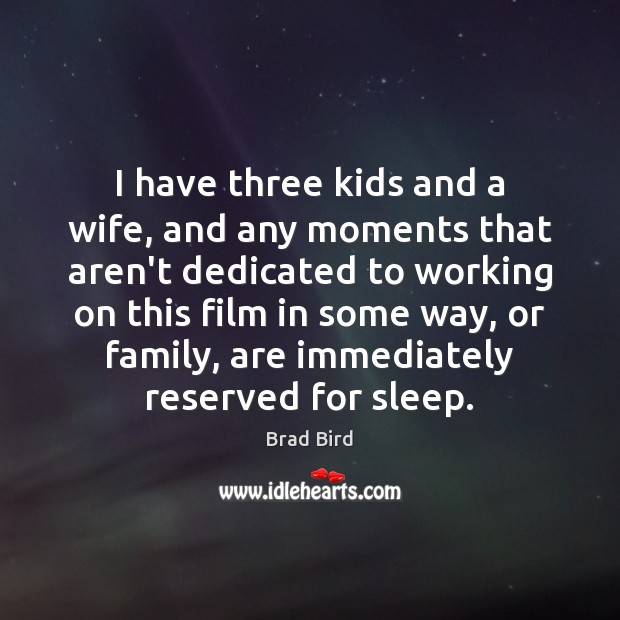 I have three kids and a wife, and any moments that aren’t Brad Bird Picture Quote