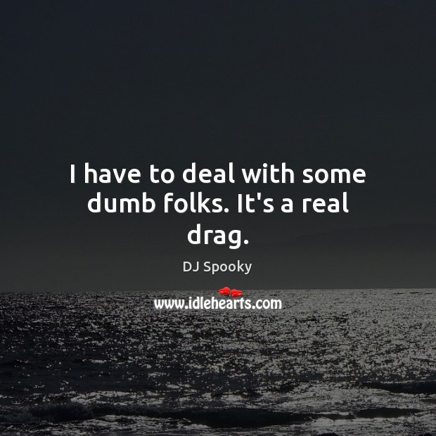 I have to deal with some dumb folks. It’s a real drag. DJ Spooky Picture Quote