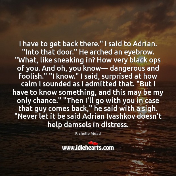 I have to get back there.” I said to Adrian. “Into that Image
