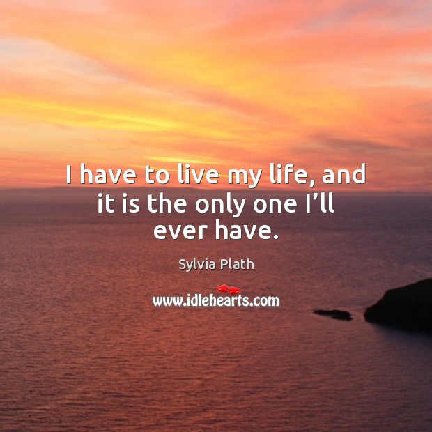 I have to live my life, and it is the only one I’ll ever have. Sylvia Plath Picture Quote