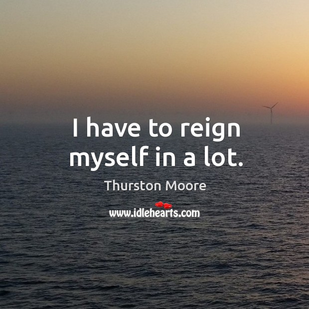 I have to reign myself in a lot. Thurston Moore Picture Quote