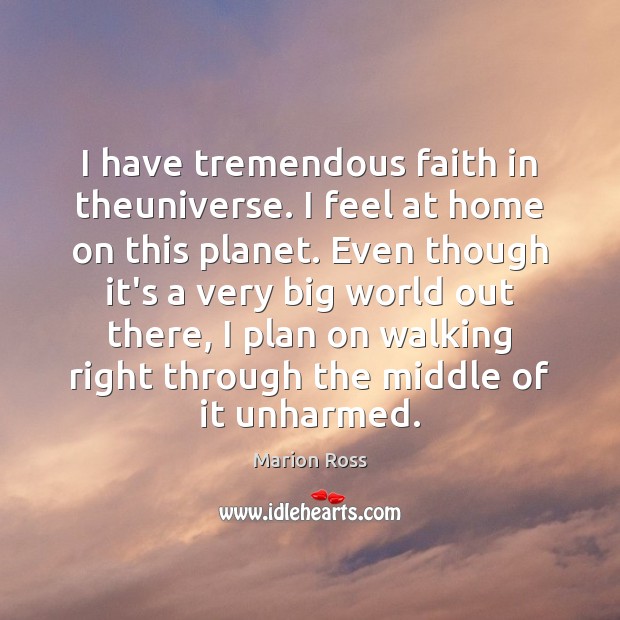 I have tremendous faith in theuniverse. I feel at home on this Plan Quotes Image