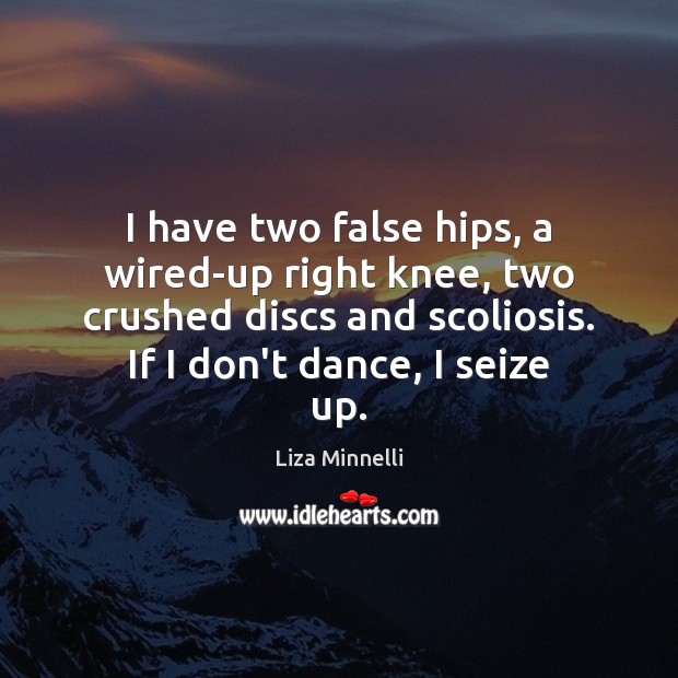 I have two false hips, a wired-up right knee, two crushed discs Liza Minnelli Picture Quote