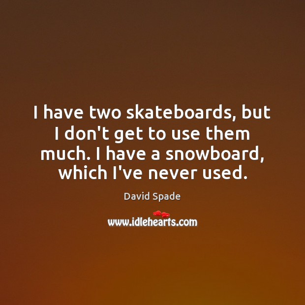 I have two skateboards, but I don’t get to use them much. David Spade Picture Quote