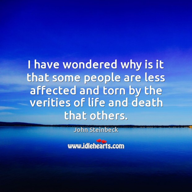 I have wondered why is it that some people are less affected John Steinbeck Picture Quote
