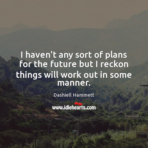 I haven’t any sort of plans for the future but I reckon Dashiell Hammett Picture Quote