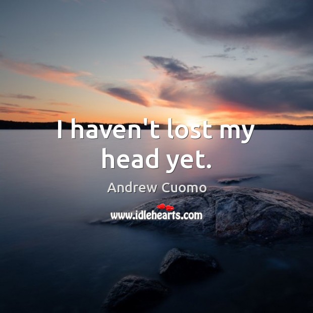 I haven’t lost my head yet. Andrew Cuomo Picture Quote